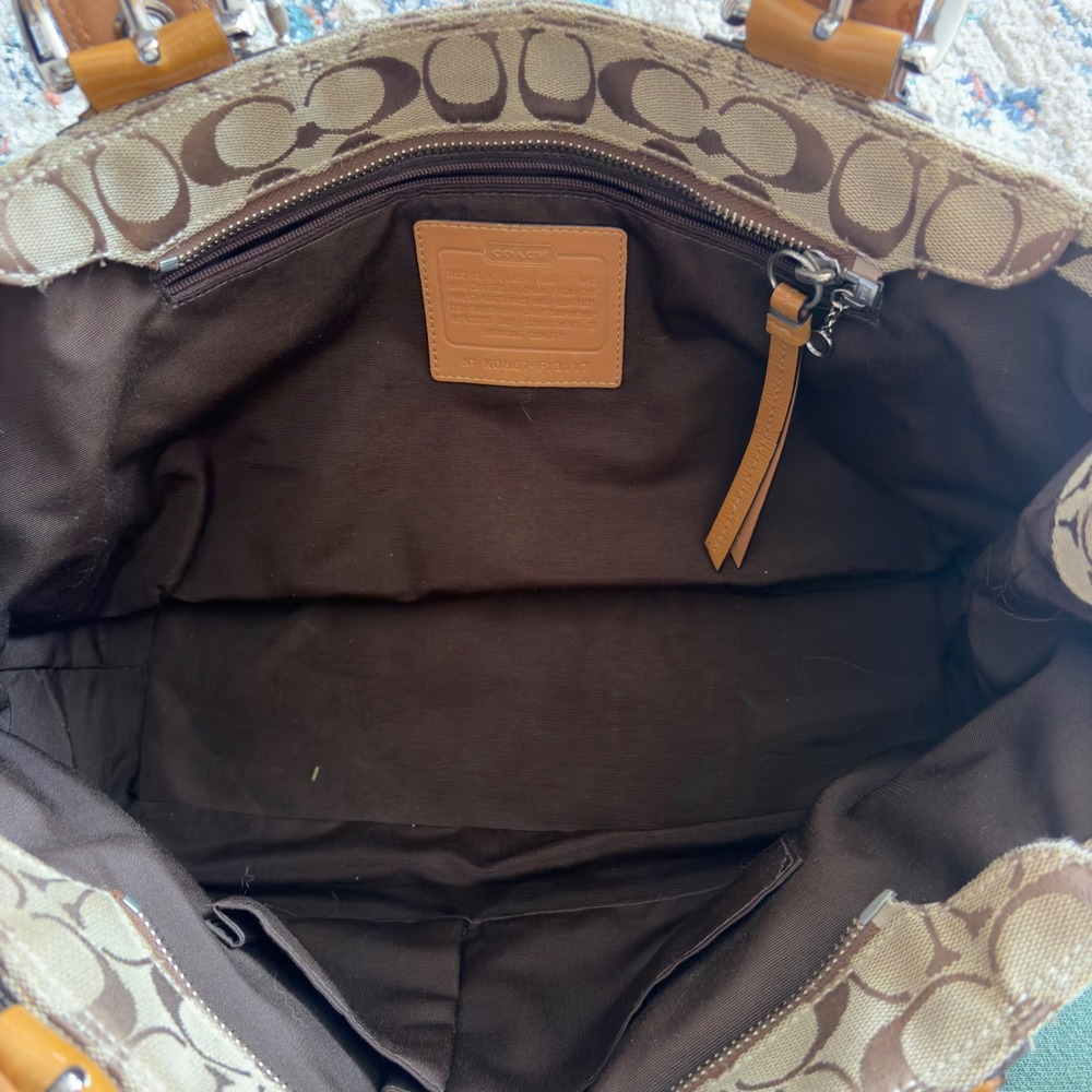 Coach Soho Signature Tote Bag Khaki Brown Canvas Leather F13117 - Picture 7 of 7